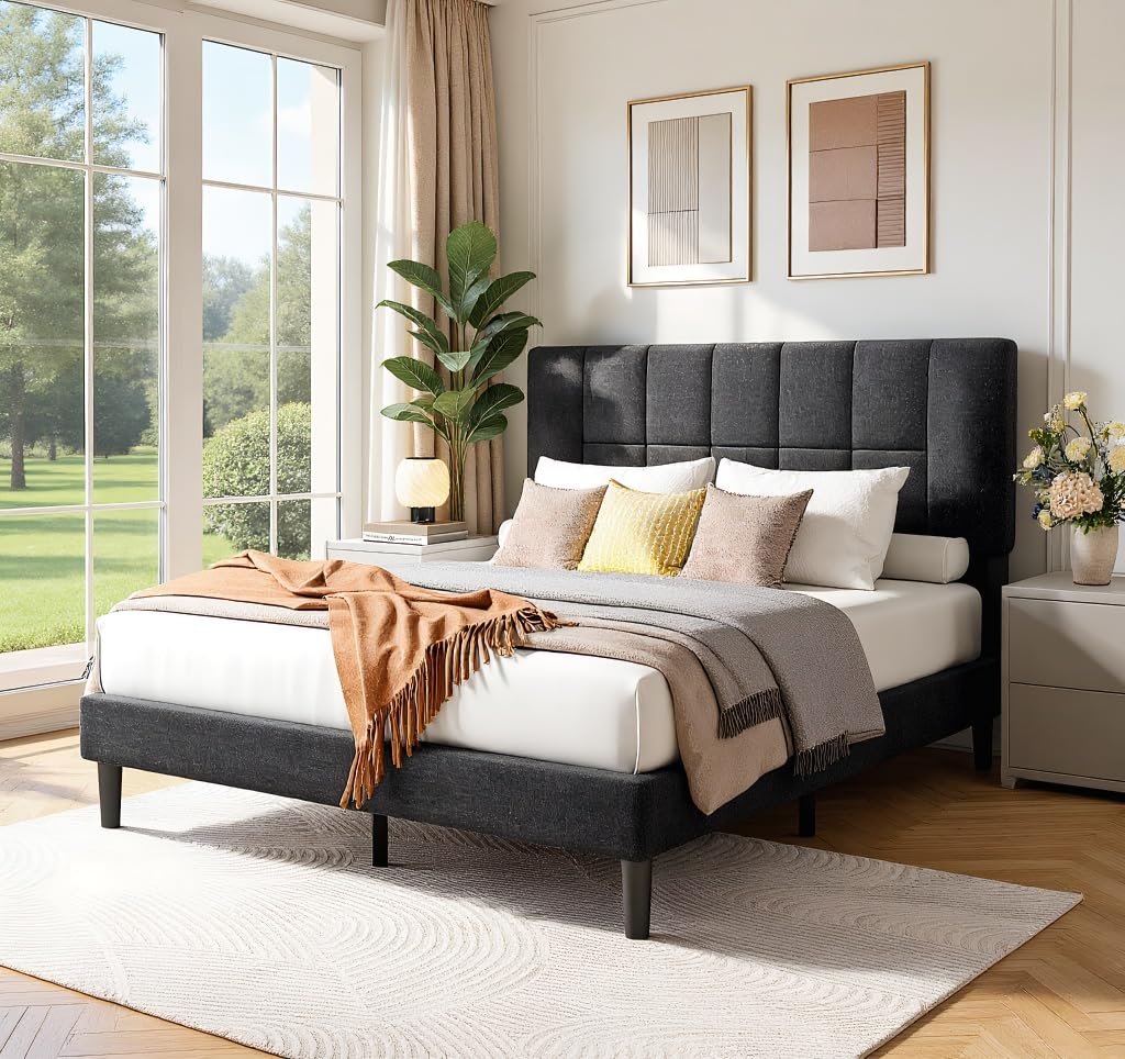 Pipishell Queen Upholstered Platform Bed Frame