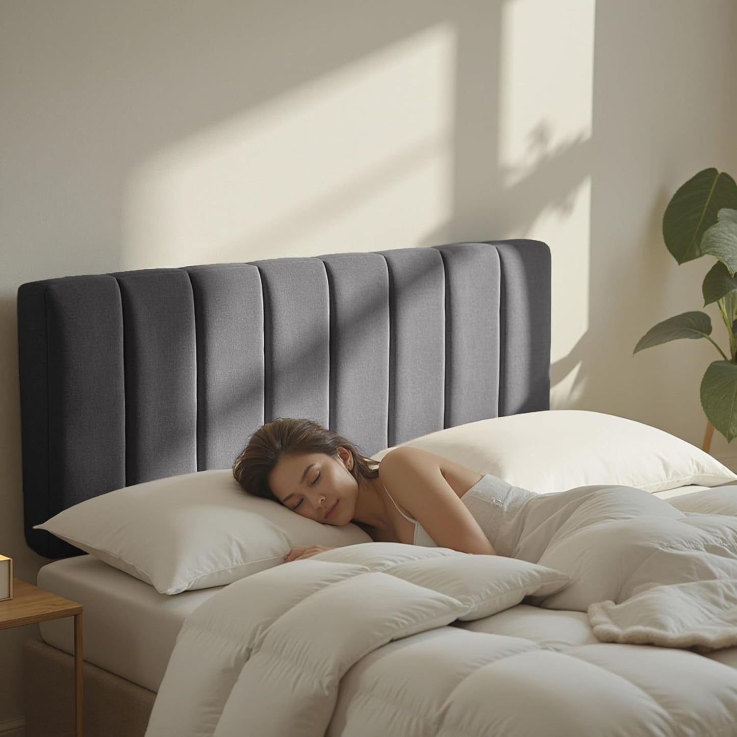 Upholstered King Wall Mounted Headboard – Grey