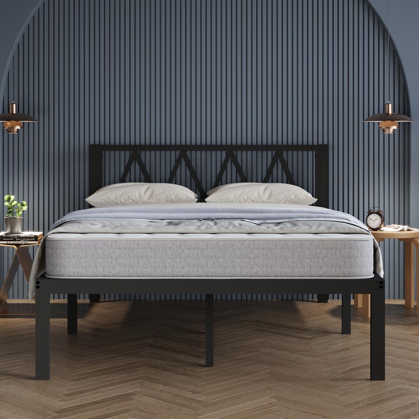 Avenco 14" Twin Metal Bed Frame with Headboard