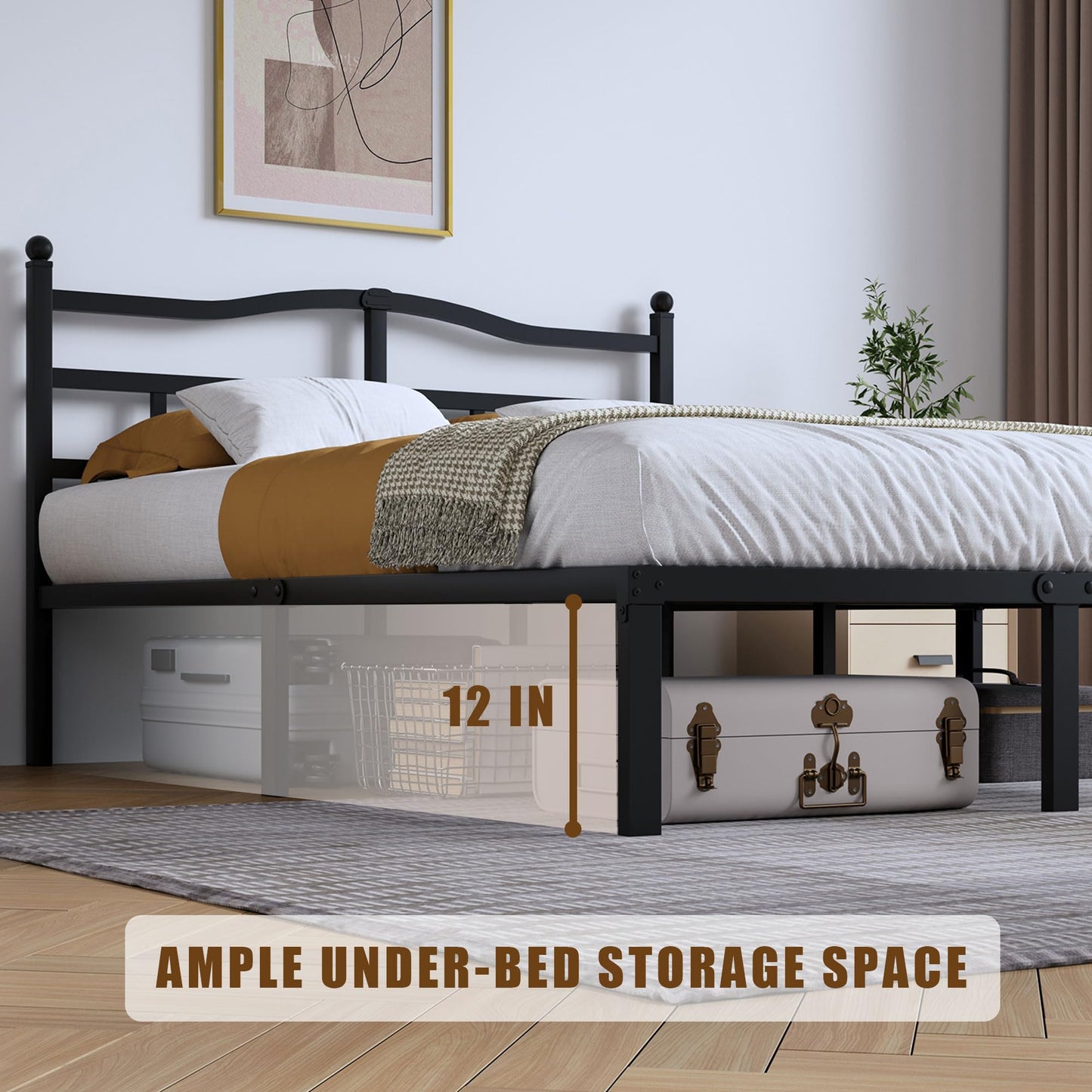 14" Twin Metal Platform Bed Frame with Headboard