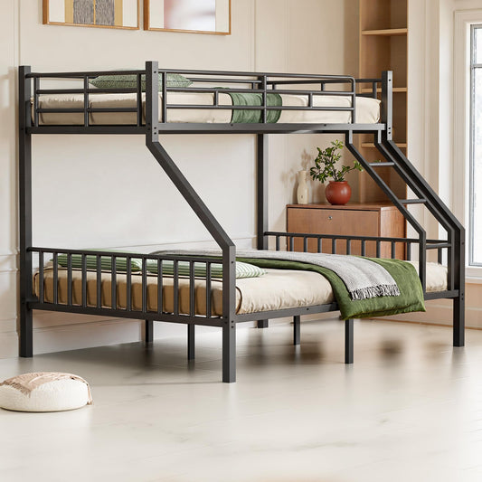 Twin XL Over Queen Metal Bunk Bed (Black)