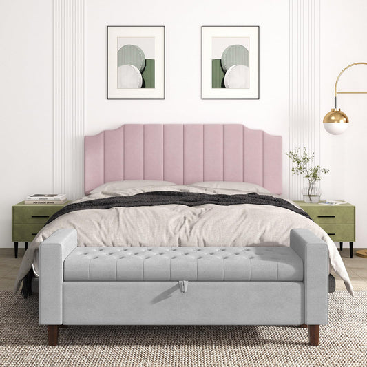 Velvet Wall Mounted Queen Headboard – Black