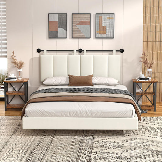 Linen Wall Mounted Queen Headboard – Beige