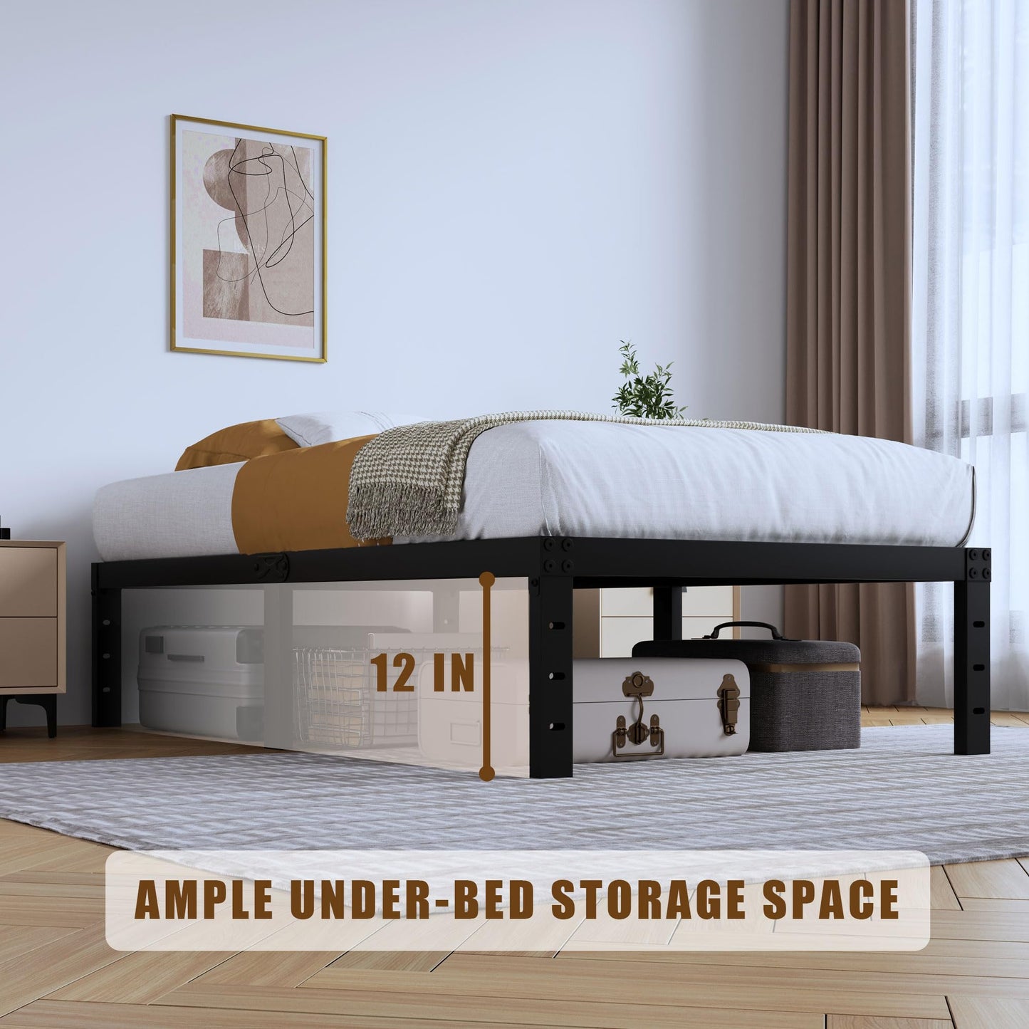 14" Twin Metal Platform Bed Frame with Headboard