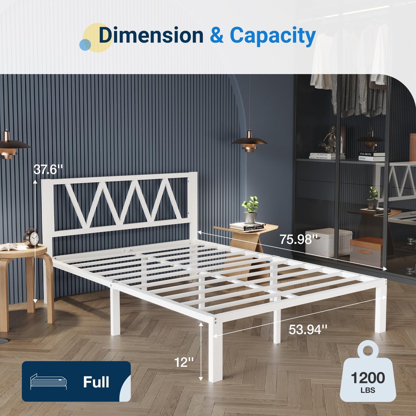 Avenco 14" Twin Metal Bed Frame with Headboard