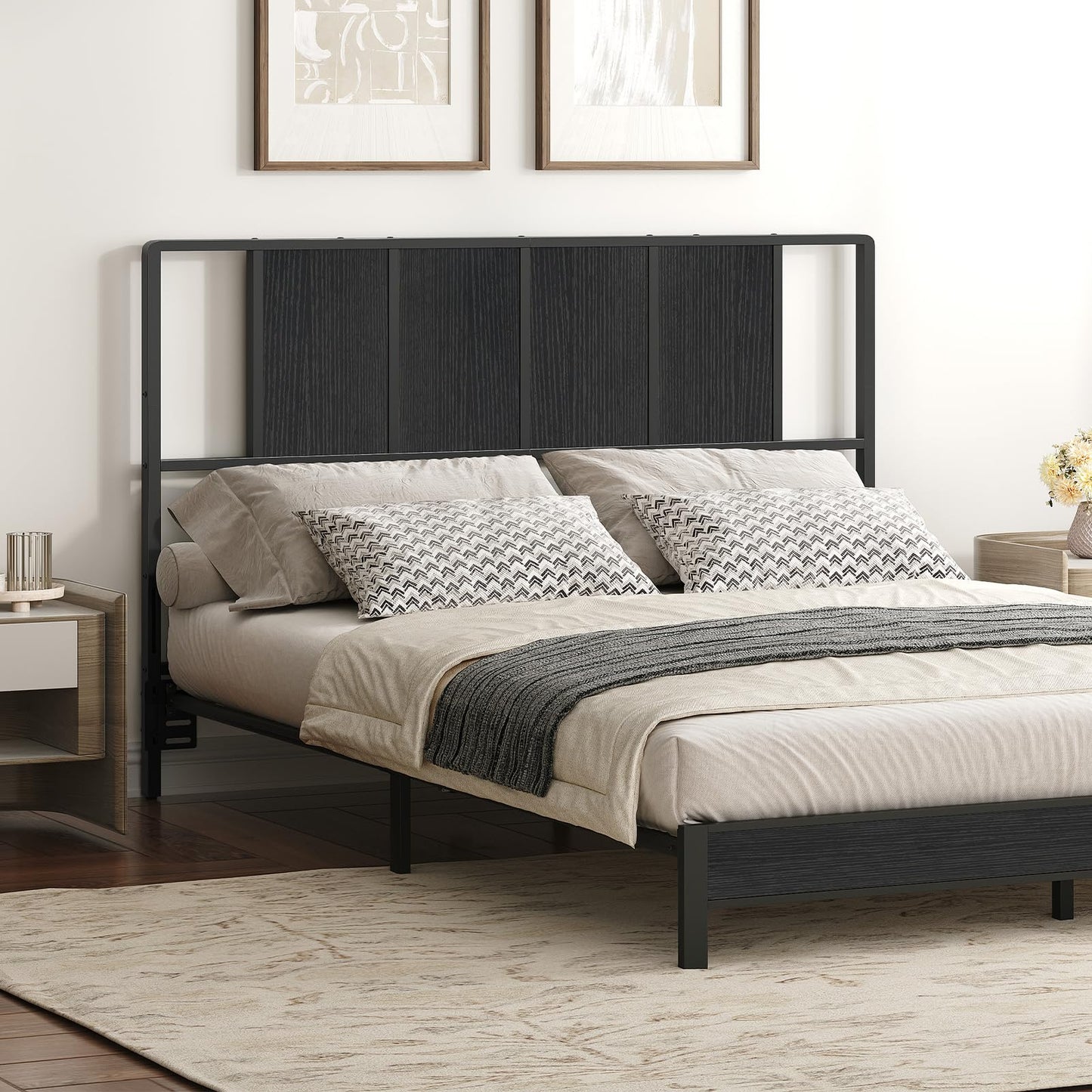 Metal Twin Size Headboard – Black