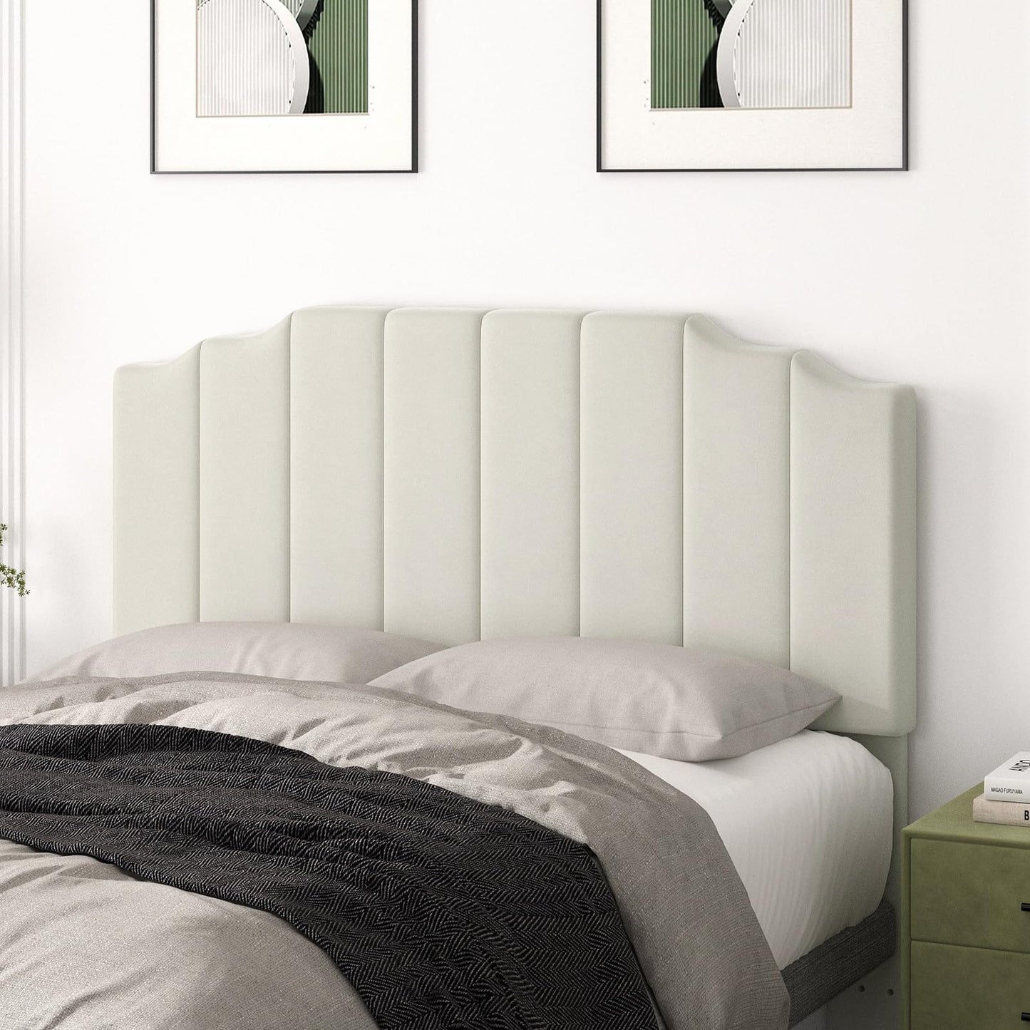 Velvet Wall Mounted Queen Headboard – Black