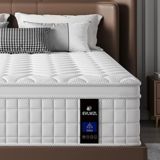 12 Inch Queen Mattress, Medium Firm Hybrid Queen Mattresses, Memory Foam Mattress in a Box with Individually Wrapped Pocket Springs, Reinforced Edge Support, Pressure Relief, Motion Isolation