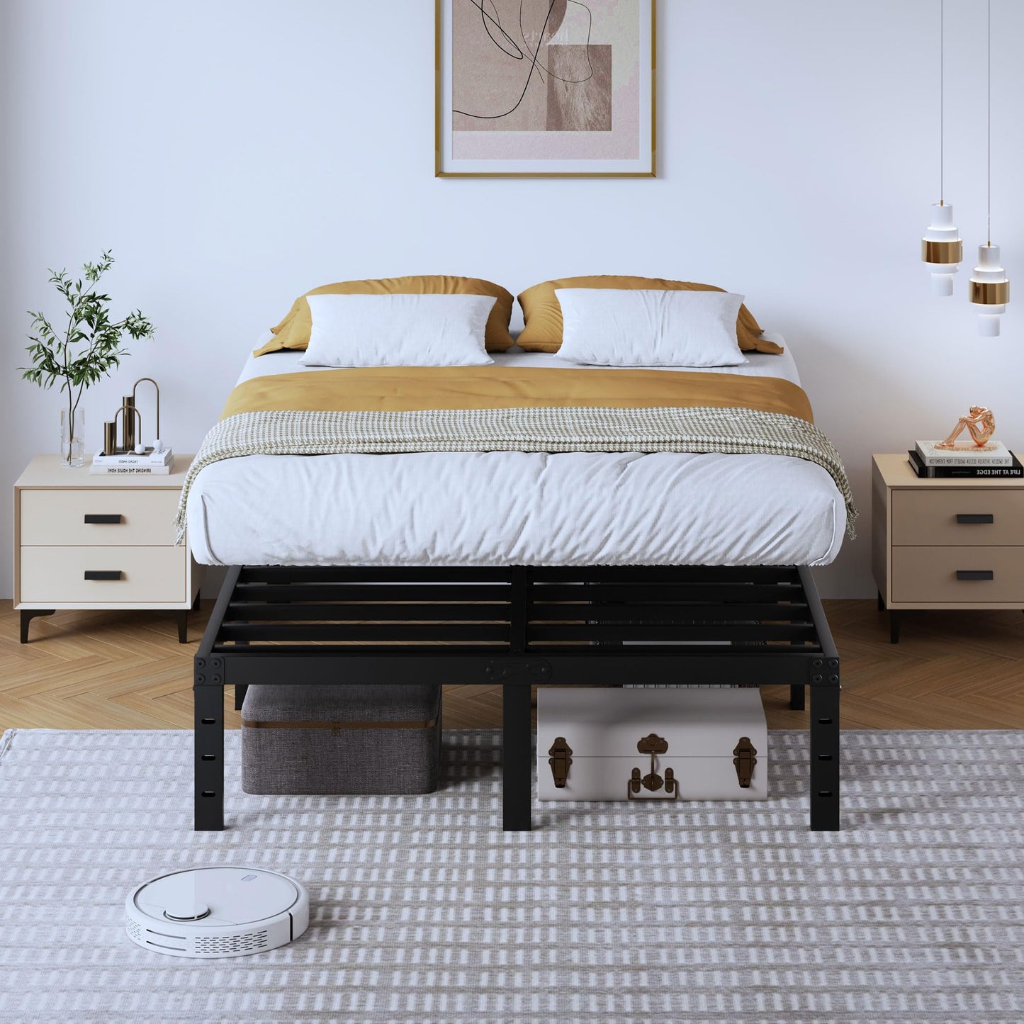 14" Twin Metal Platform Bed Frame with Headboard