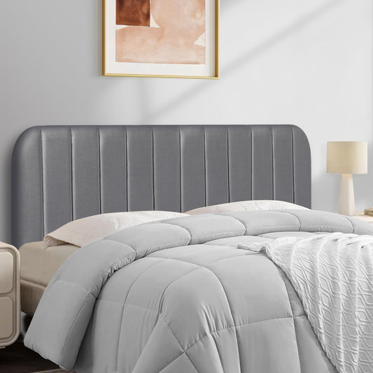 Upholstered Queen Headboard with Metal Legs – Beige