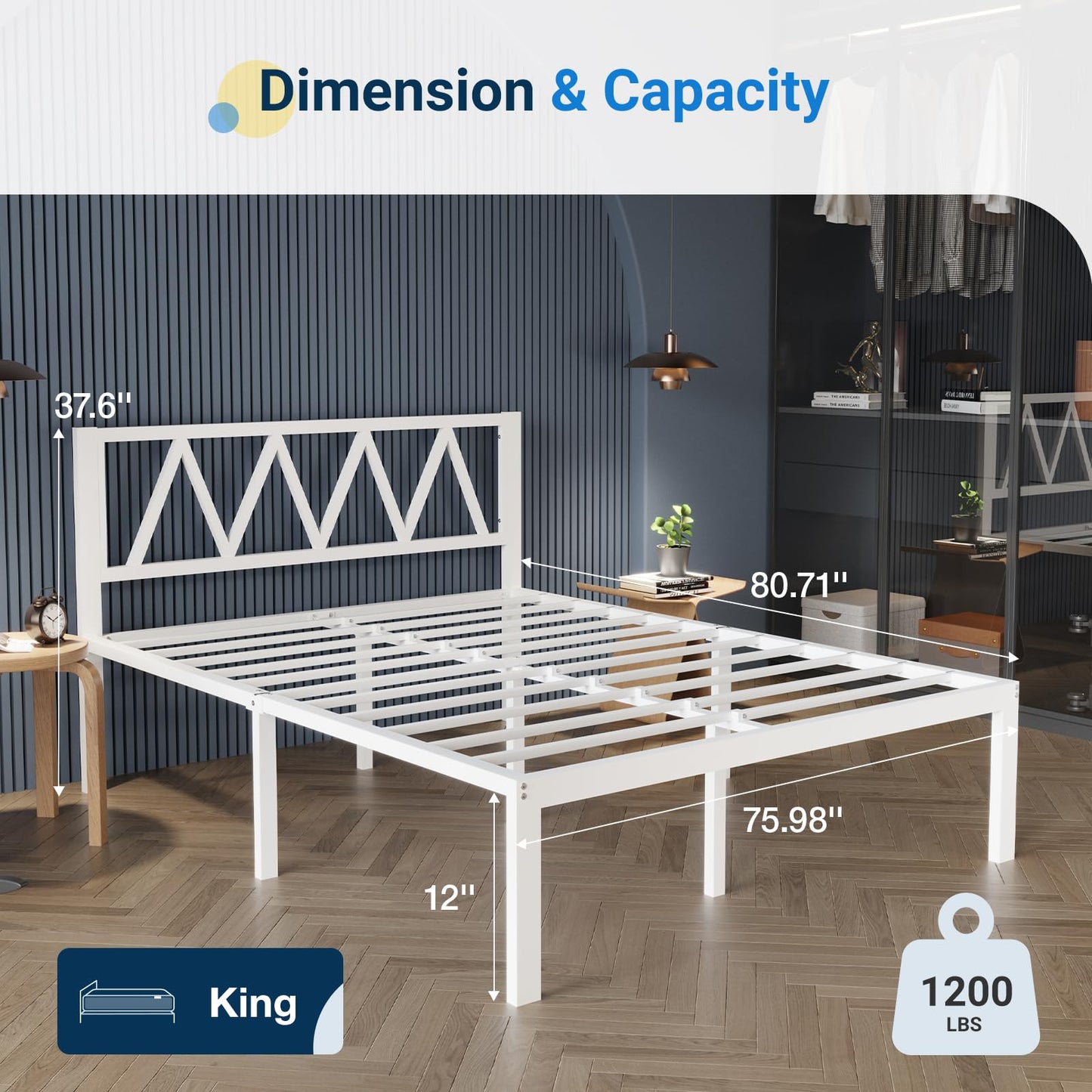 Avenco 14" Twin Metal Bed Frame with Headboard