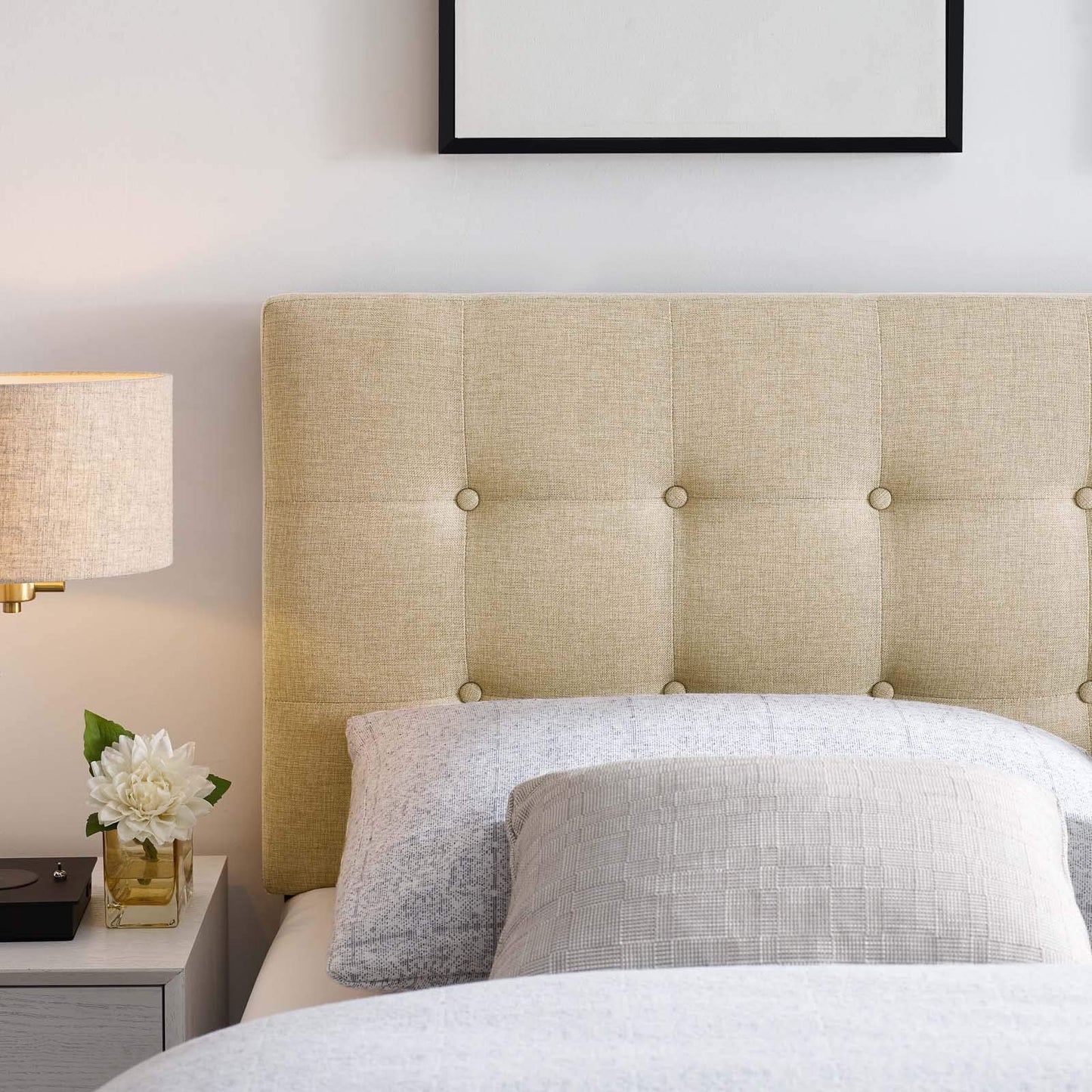 Modway Emily Tufted Button Linen Fabric Upholstered