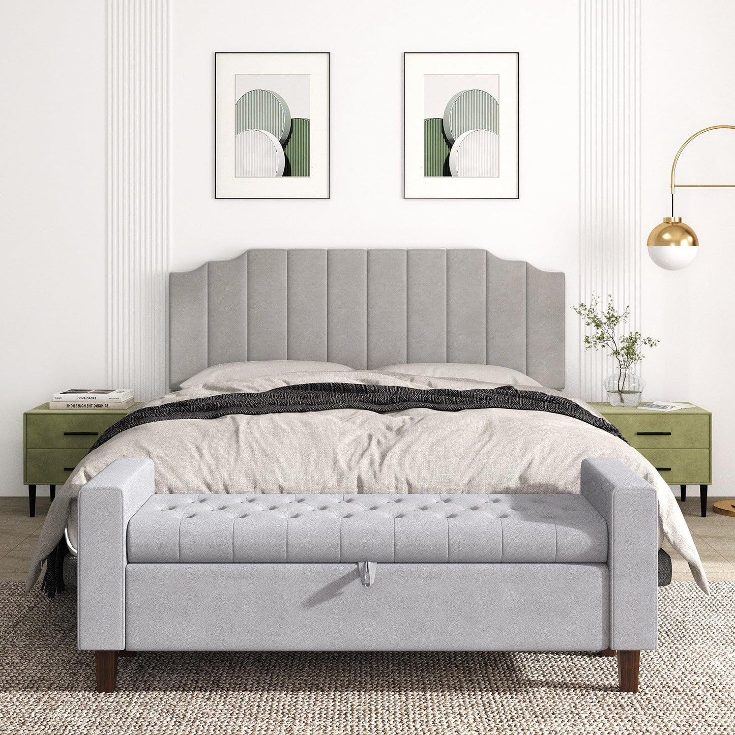 Velvet Wall Mounted Queen Headboard – Black