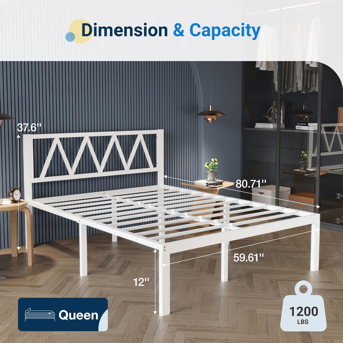 Avenco 14" Twin Metal Bed Frame with Headboard