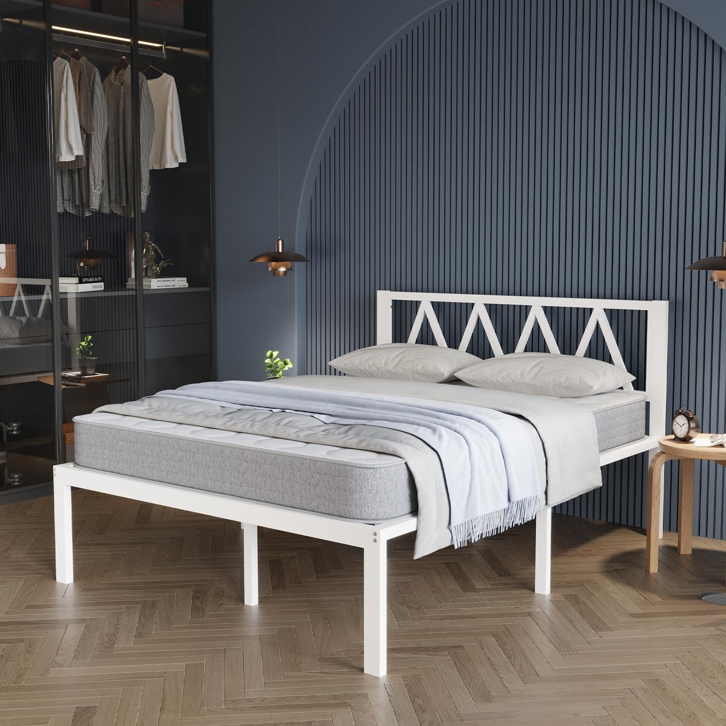 Avenco 14" Twin Metal Bed Frame with Headboard