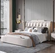 Luxury King Leather Platform Bed with Storage